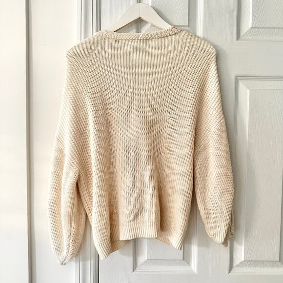 Cabi Beige Bishop Puff Volume Sleeve Open Knit V Button Cardigan Medium 5447 - Picture 10 of 10